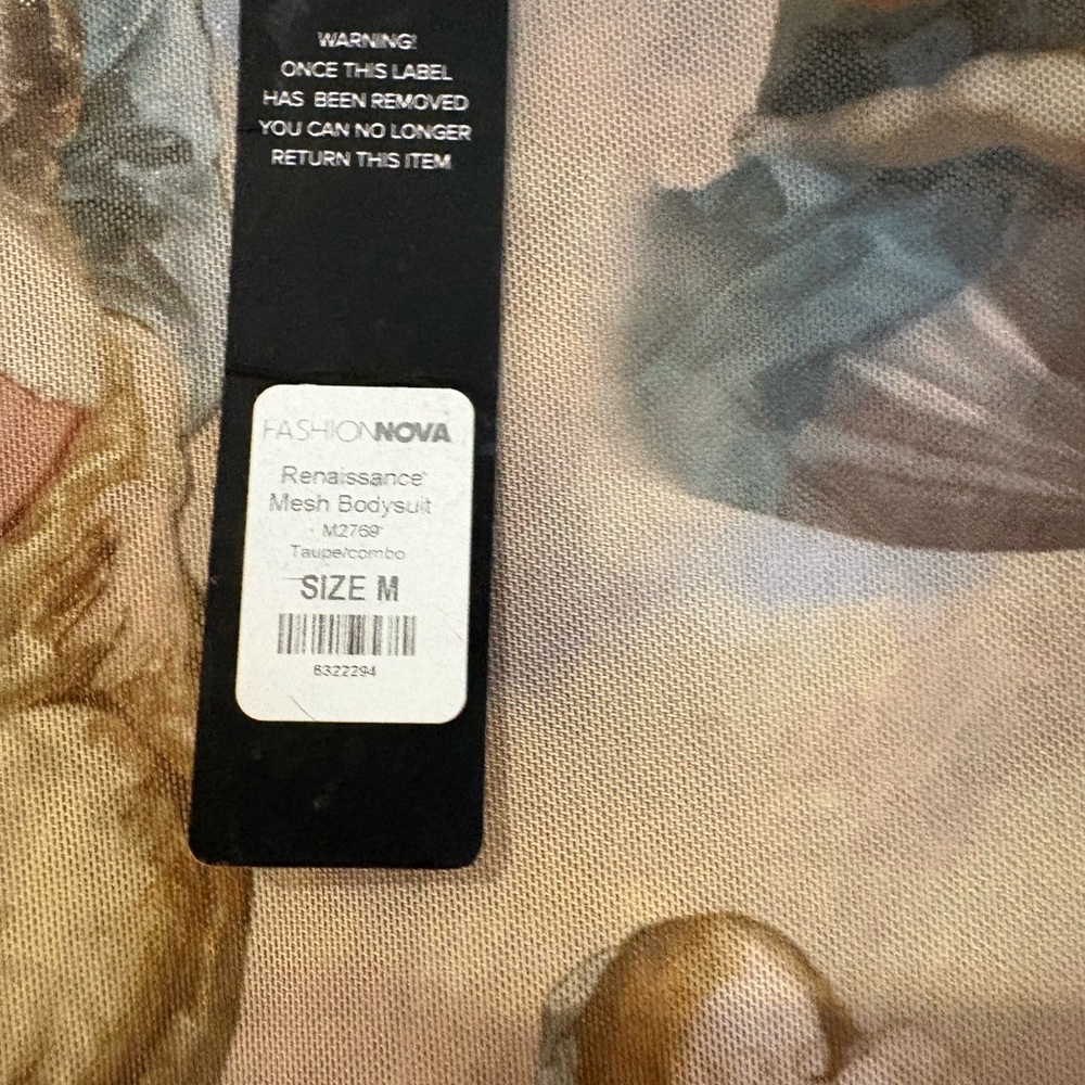 Renaissance Art Mesh Bodysuit | New With Tags | Sheer Museum Print | Size - Picture 3 of 4